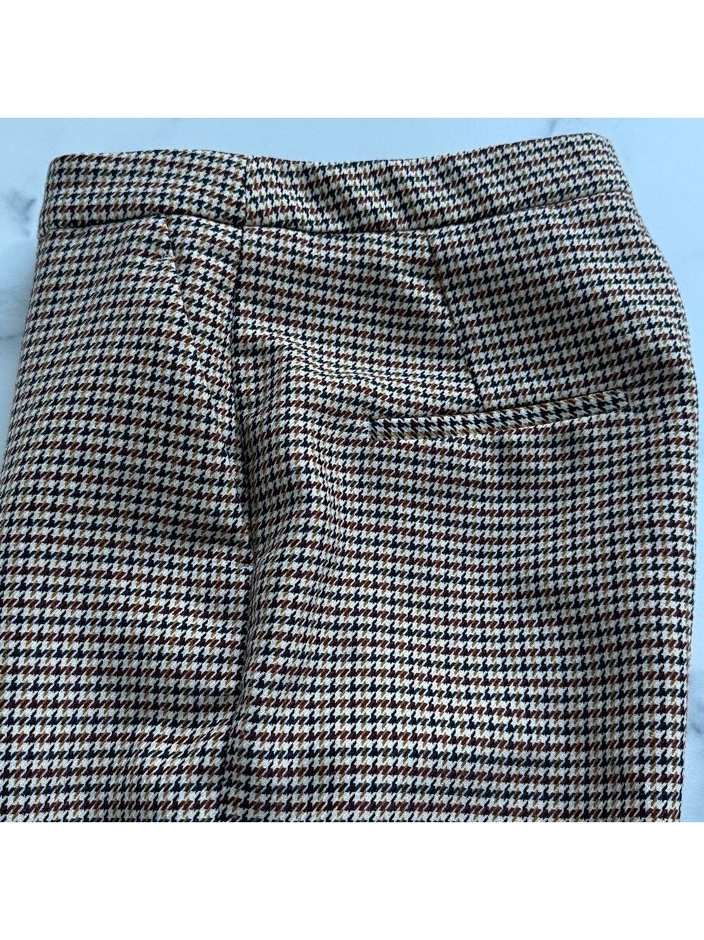 H&M Brown and Beige Houndstooth Patterned Slacks Size US4 - Picture 9 of 12